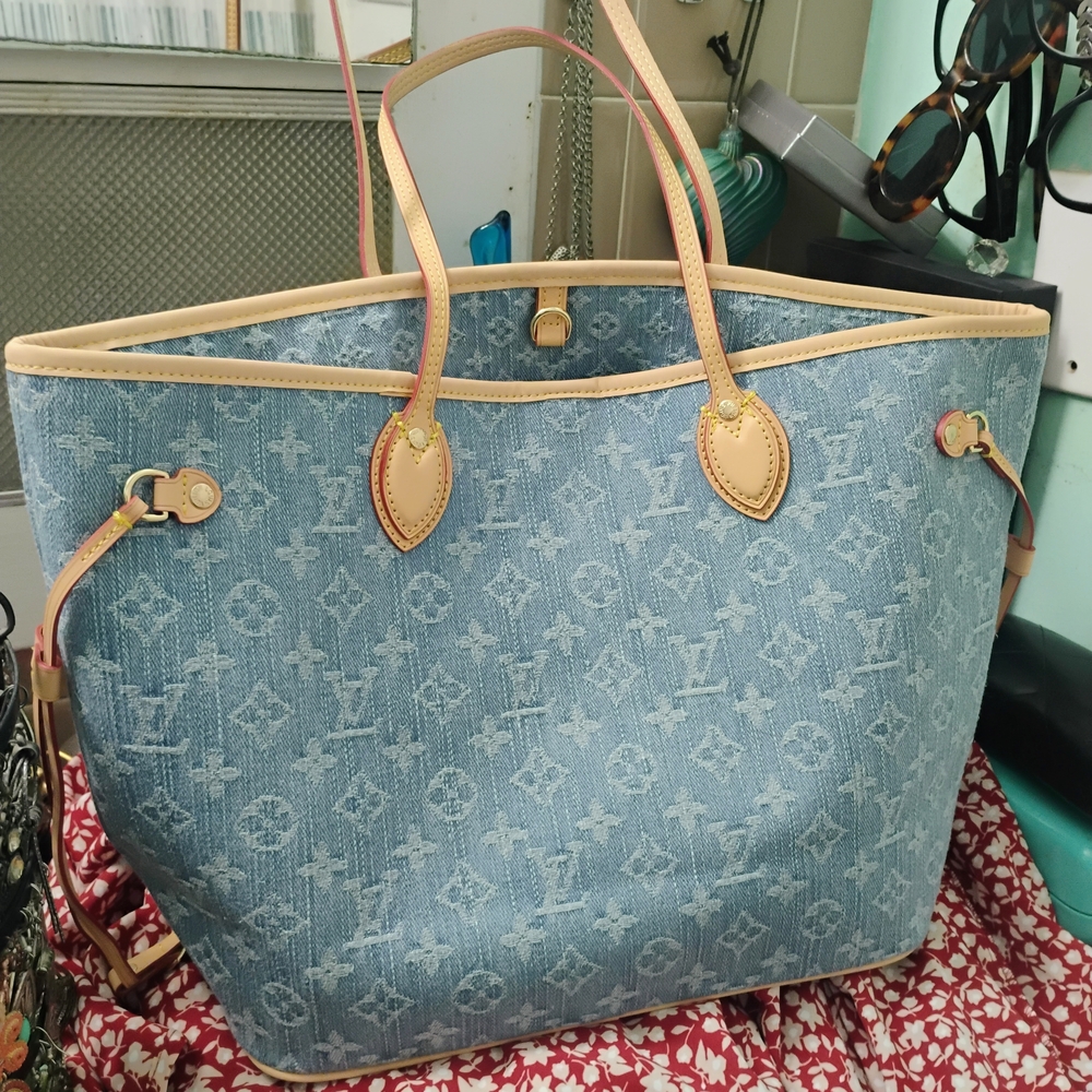Elegant Designer Blue Monogram Tote